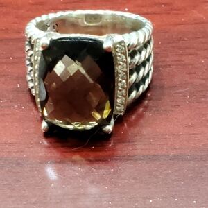 DY Smokey Topaz and Diamond Ring